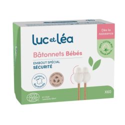 60 Bâtonnets ouatés embout bébé et coton - Bio