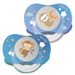 Duo de sucettes nuit anatomiques – Paresseux et Singe (+18mois)