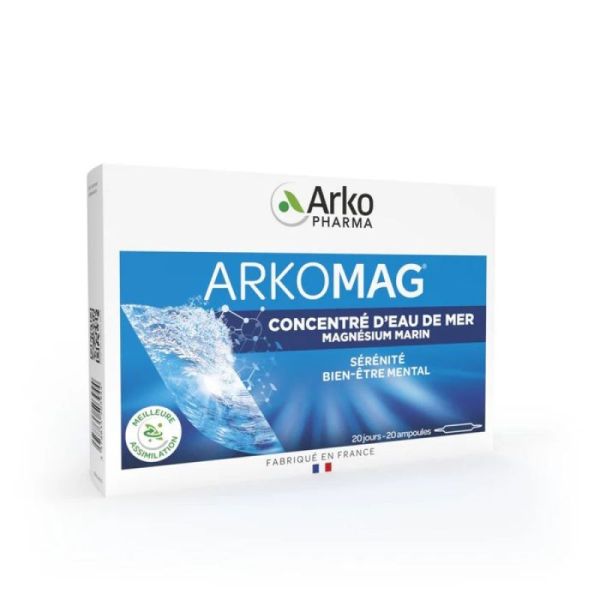 Arkomag concentré d'eau de mer Magnésium marin 20 ampoules