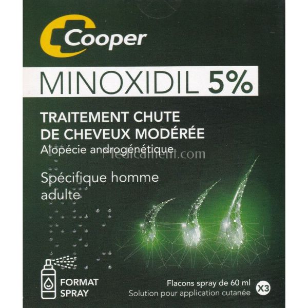 Minoxidil 5% Cooper 3 flacons de 60 ml
