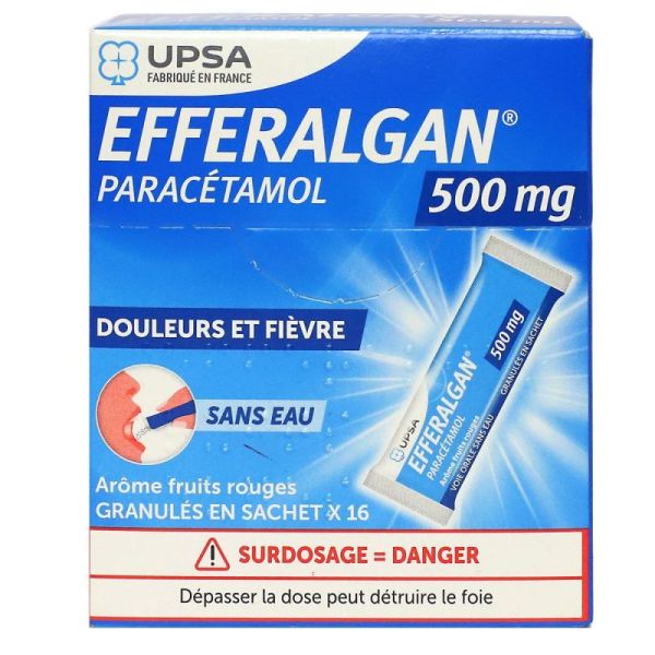 Efferalgan 500mg granulé 16 sachets (fruits rouges)