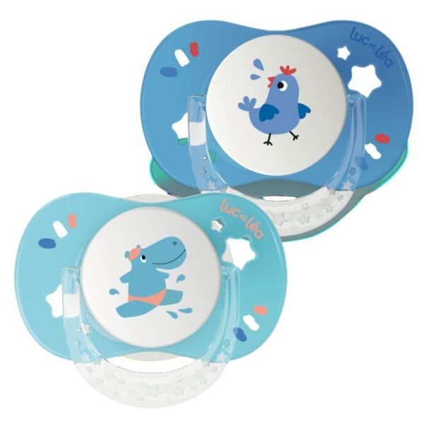 Duo de sucettes anatomiques – Hippopotame et Coq (+18mois)