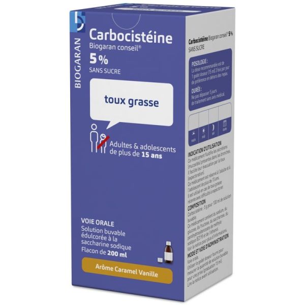 Carbocistéine 5% sans sucre adulte 200ml