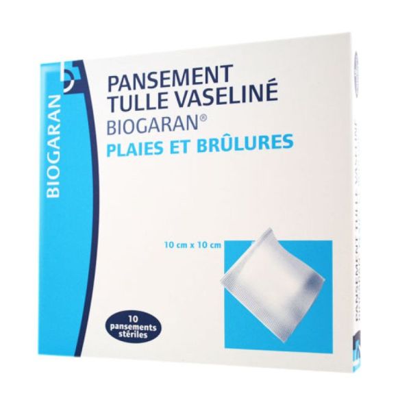 Biogaran Pansement Tulle vaseliné 10x10cm 10