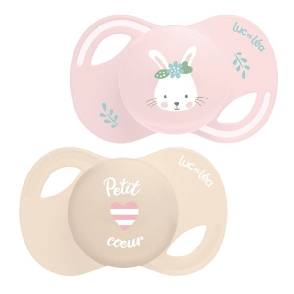 Duo de sucettes anatomiques extra-fines – Lapin et Petit Coeur (0-6mois)