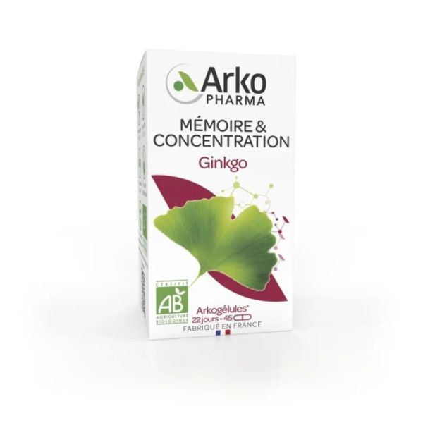 Arkogélules ginkgo mémoire 45 gélules