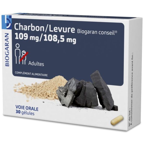 Charbon/levure Biogaran 30 Gélules