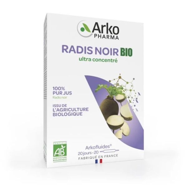 Arkofluides bio radis noir 20 ampoules