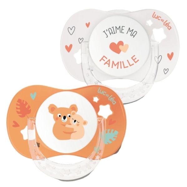 Duo de sucettes anatomiques – J’aime ma famille et Petit koala (+18mois)