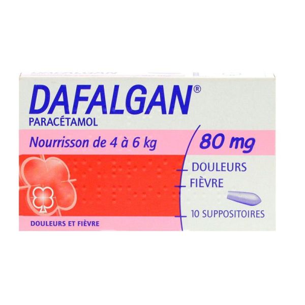Dafalgan 80mg pour bébé 4 à 6kg 10 suppos