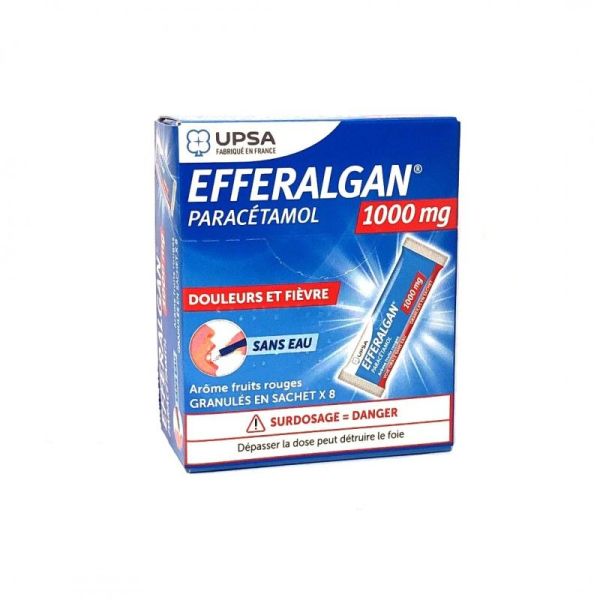 Efferalgan 1000mg Granules 8 sachets (fruits rouges)