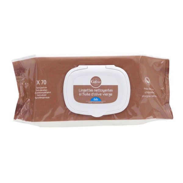 70 Lingettes bébé huile olive vierge