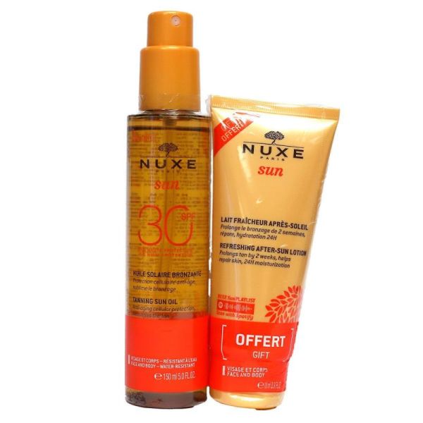 Sun huile solaire bronzante SPF30 150ml + lait fraîcheur après-soleil offert